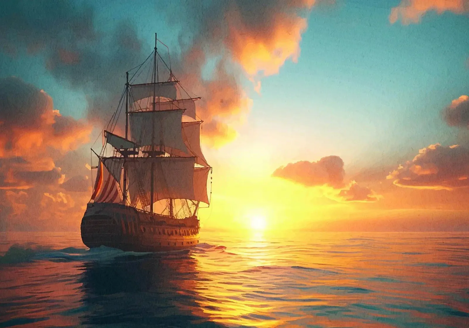Paesaggio della nave pirata pellicola backlit da book