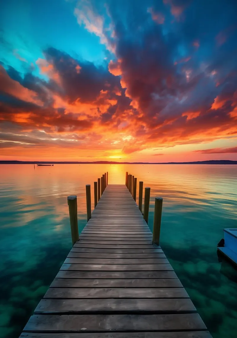 Pier sunset at the sea canvas by book