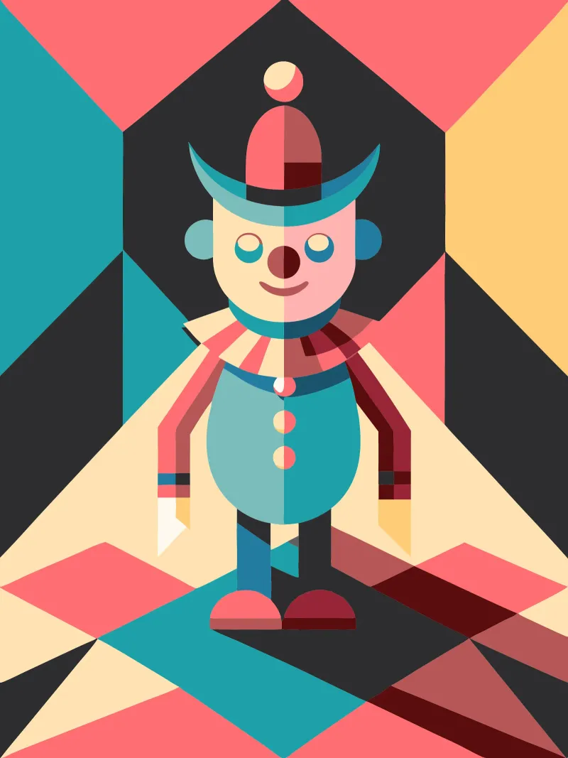 clown man vector canvas met Baklijst van zaidza