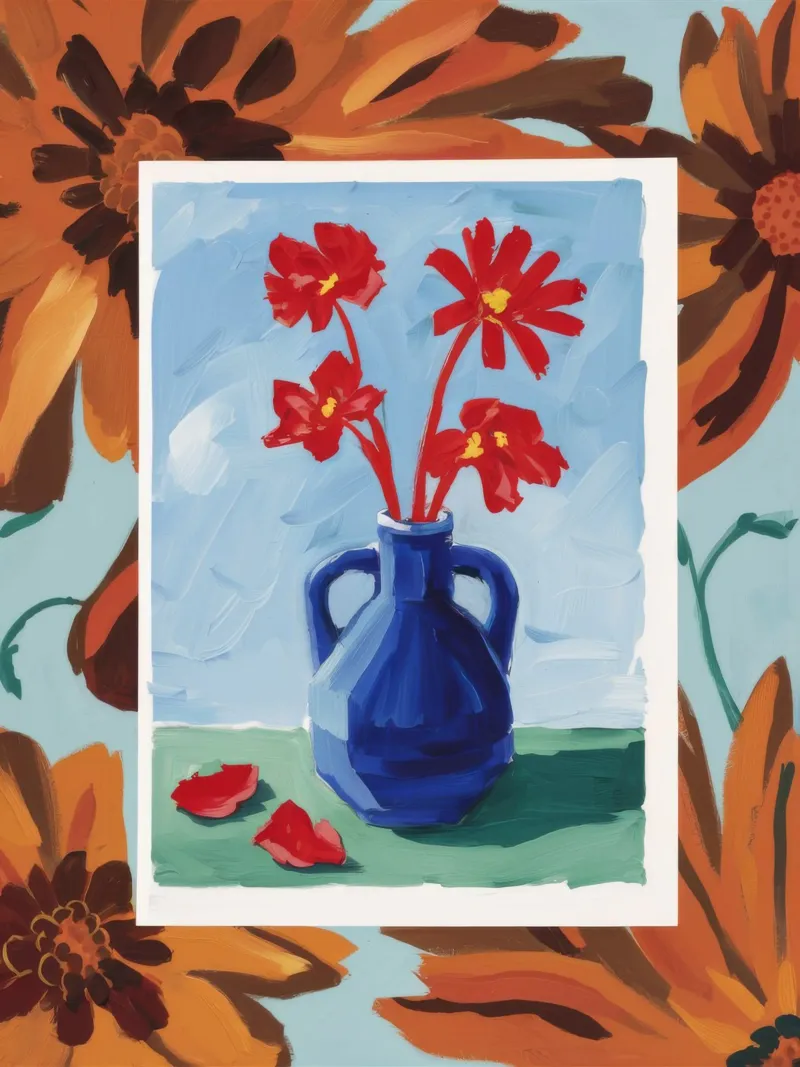 Studio floreale incorniciato poster con telaio in alluminio da Tiga Bersama