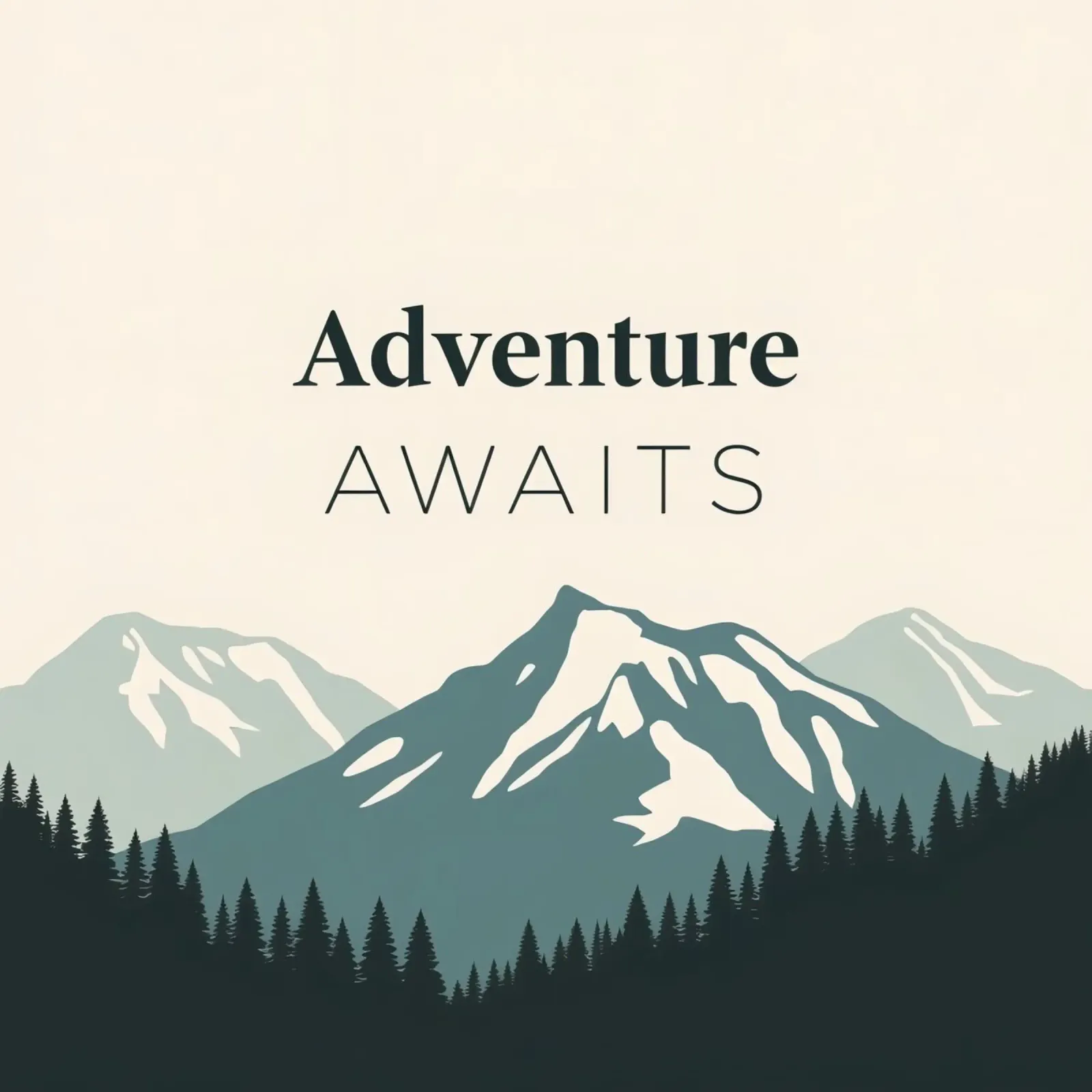 Mountains and trees art with text 'Adventure Awaits' canvas by DesignDoodle