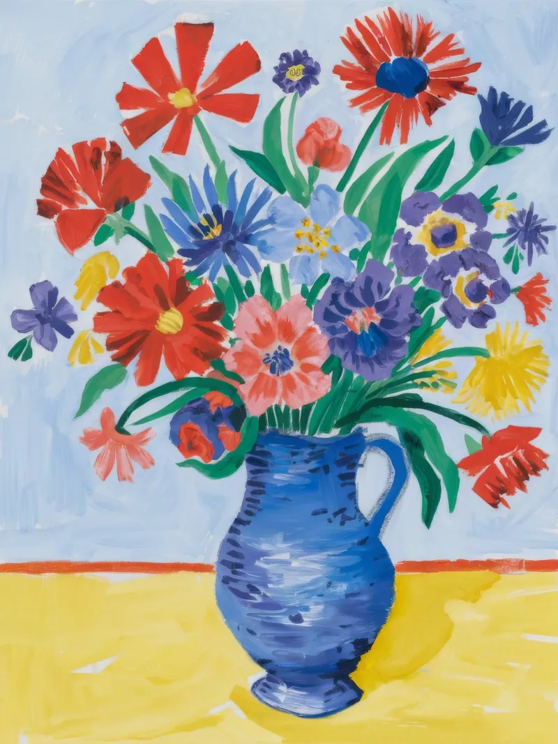 Cornucopia di fiori di cobalto carta hahnemühle da Tiga Bersama