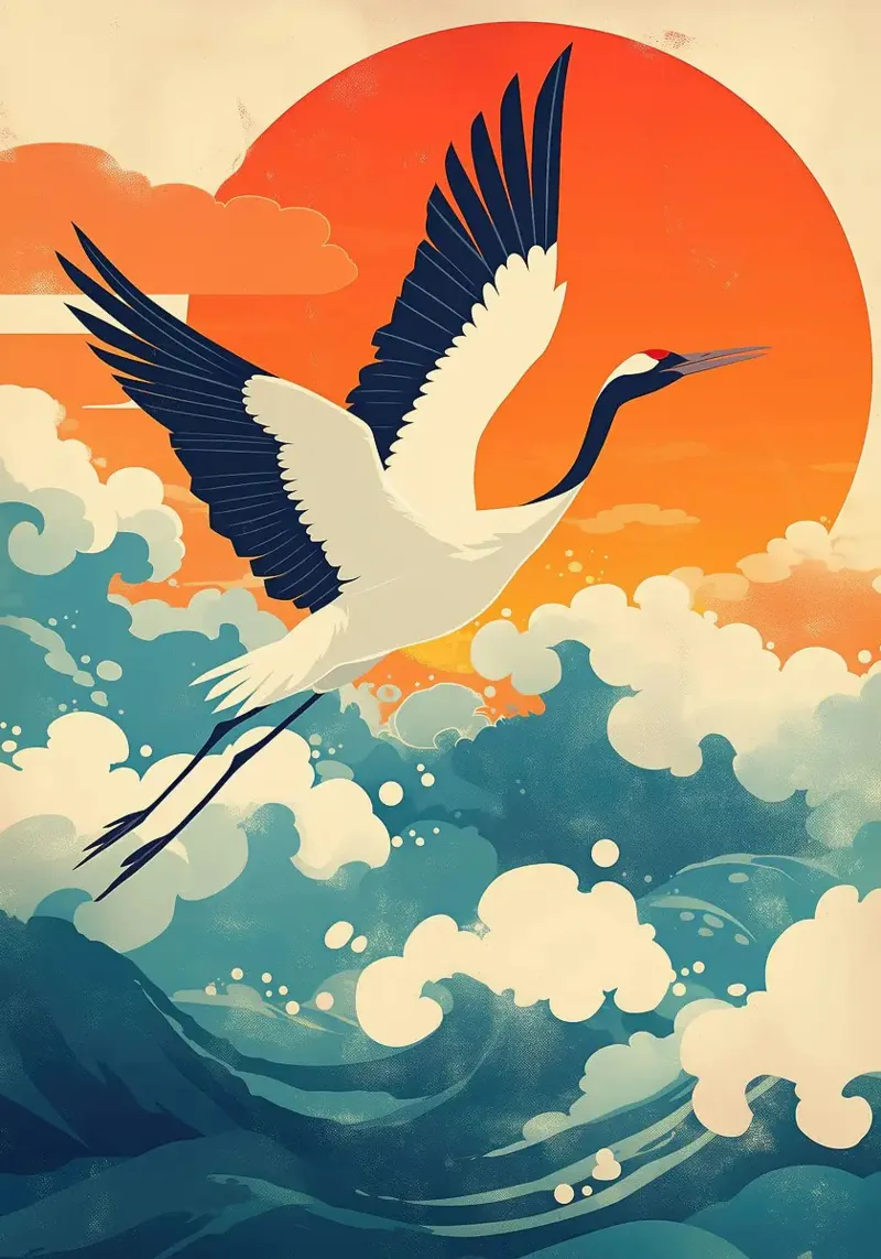 Red Crowned Crane canvas by BirdShop