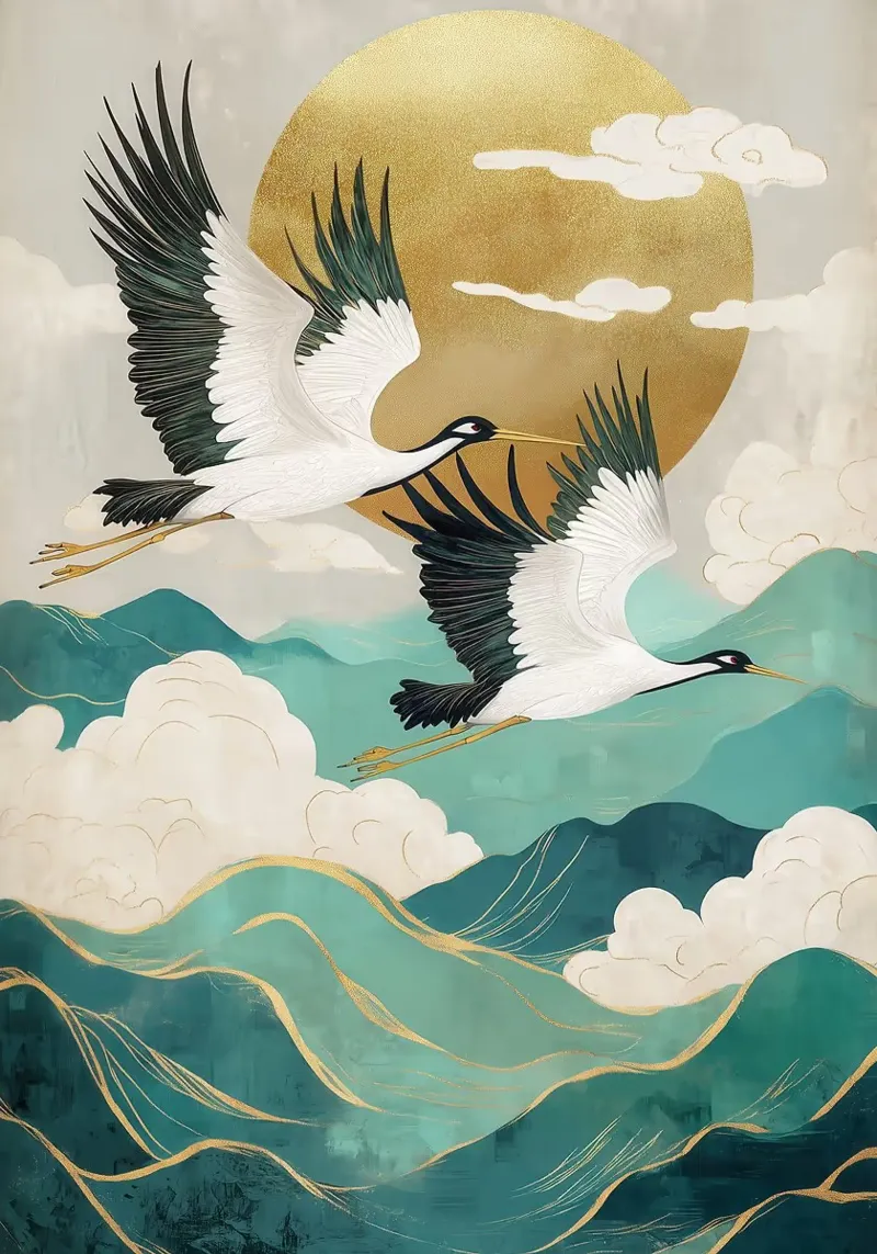 Grullas en vuelo lienzo de BirdShop
