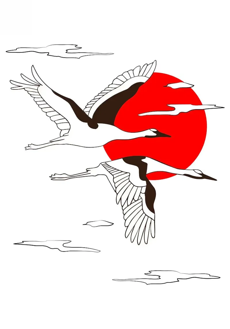 Cranes Flying Sunset canvas by BirdShop