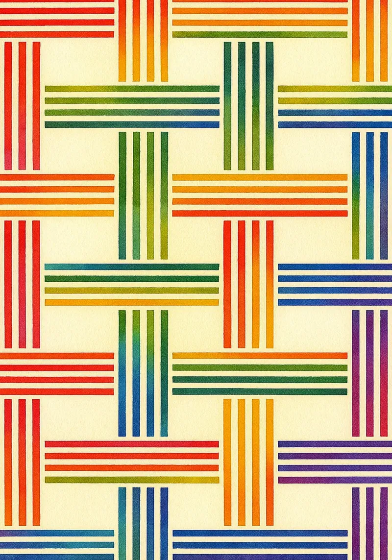 abstraktes geometrisches Bambusgeflecht Leinwand von arkhanz