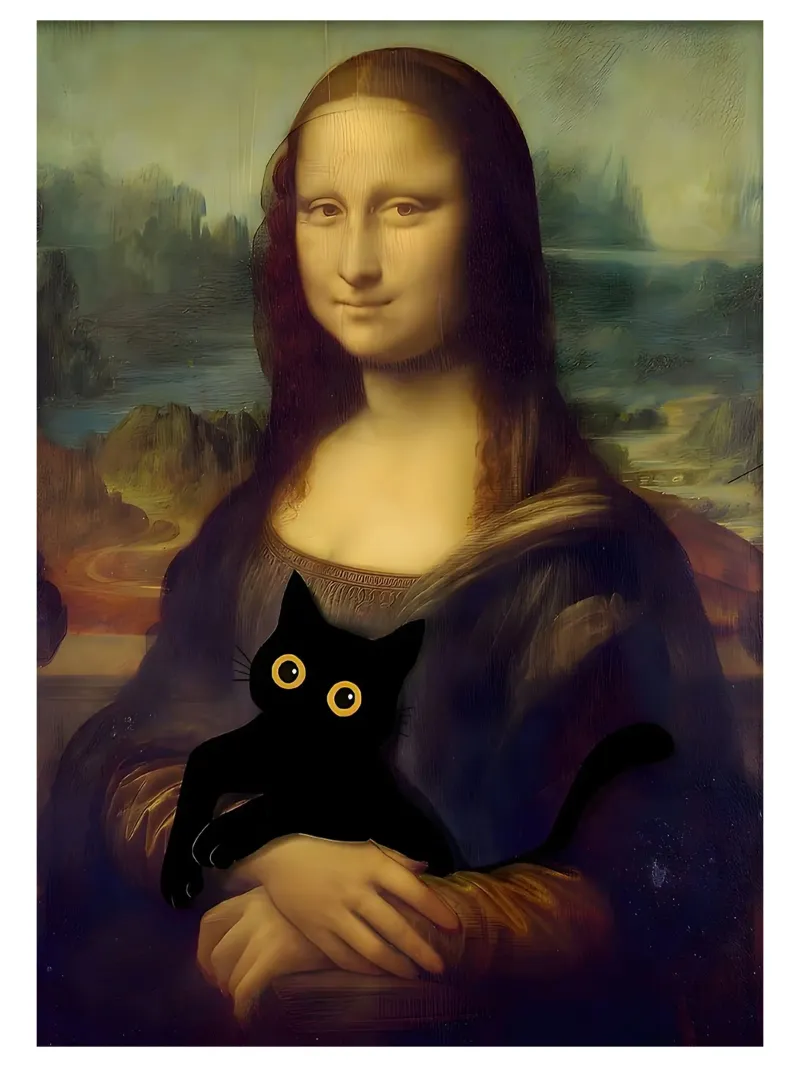 Lisa con un gatto nero pellicola backlit da ART BEST