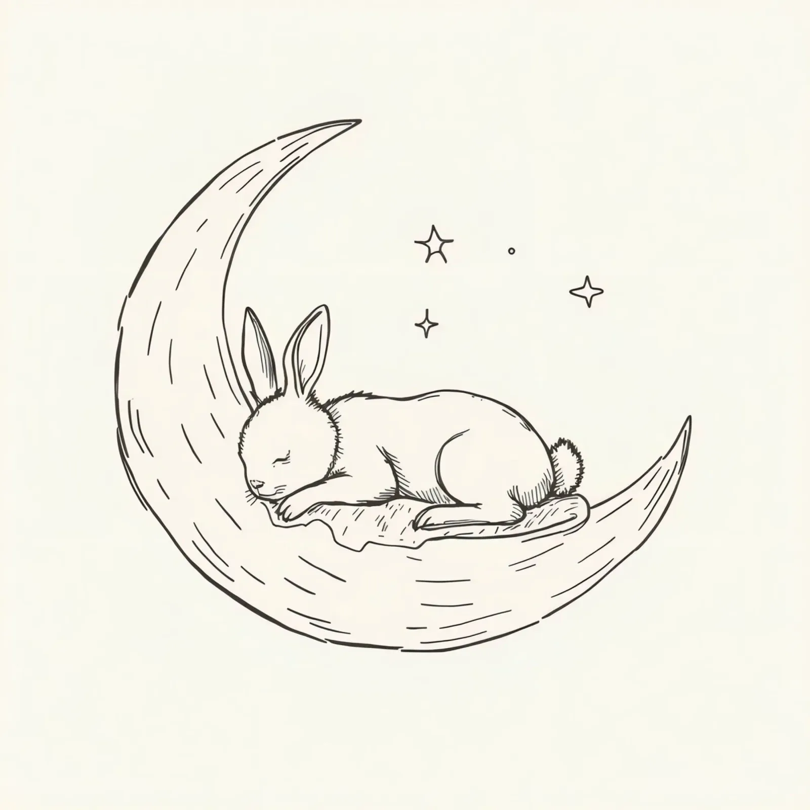 Coniglietto addormentato che riposa pacificamente su una luna crescente pellicola backlit da DesignDoodle