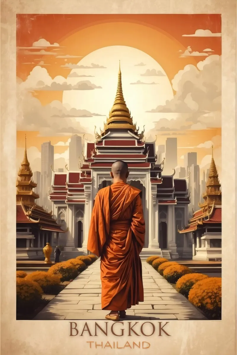 Souvenirs de la ville de Siam Vintage Bangkok poster avec cadre en plastique de Beauty wall
