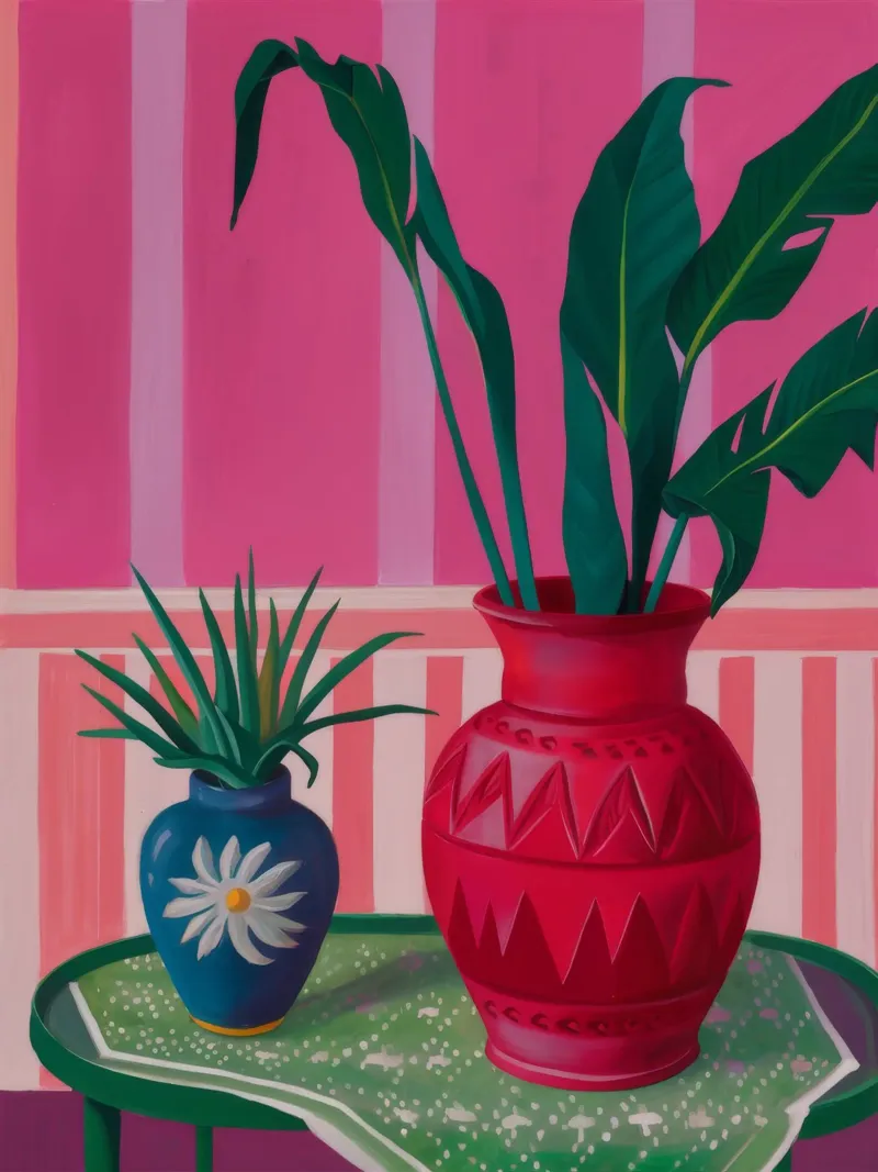 Vaso cremisi Verdure poster con telaio in legno da Tiga Bersama