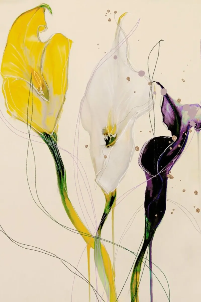 Calla Lily Blackberry Lemon poster con telaio in alluminio da Leigh Viner