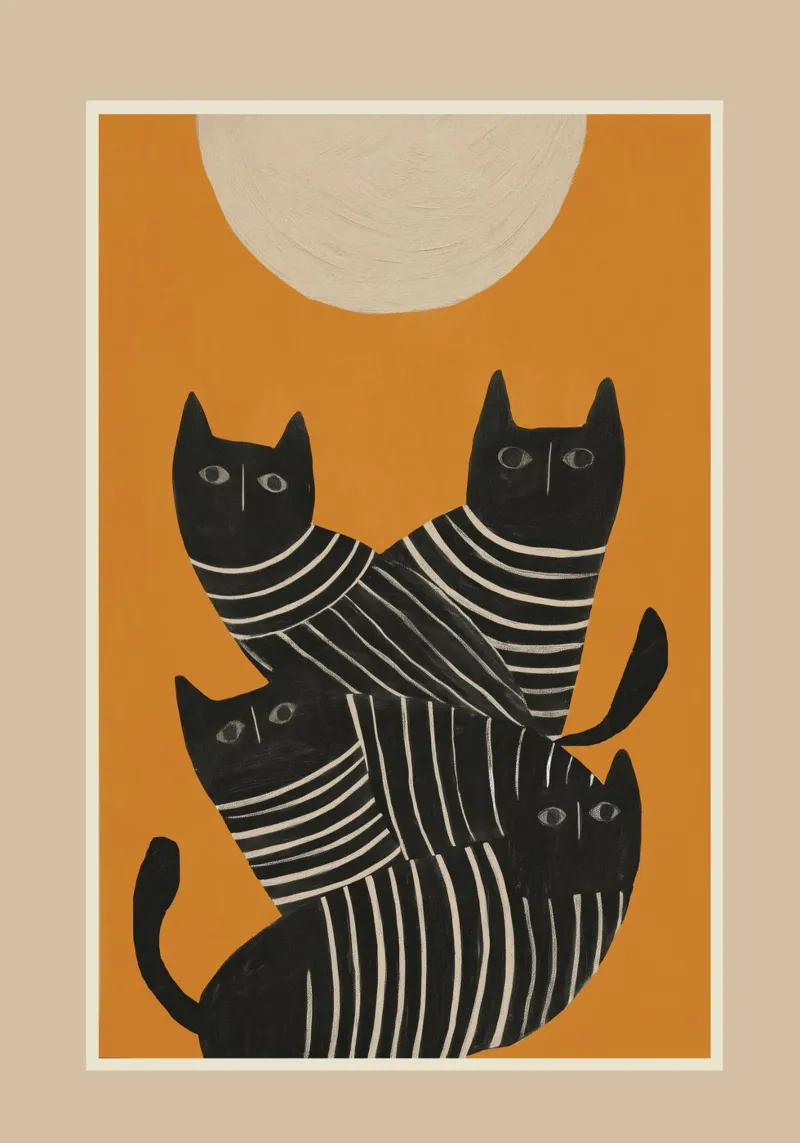 Abstract Black Cats pellicola backlit da cityart