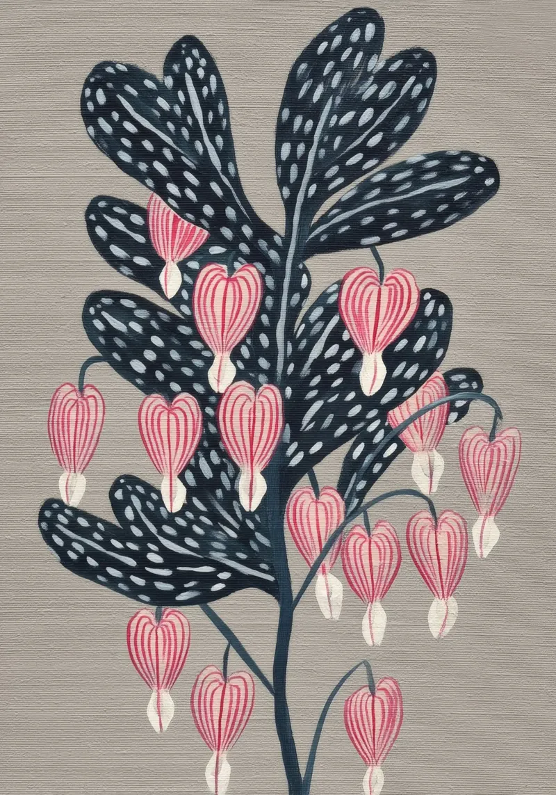 Bleeding Heart Flower Drawing poster da Flow Line