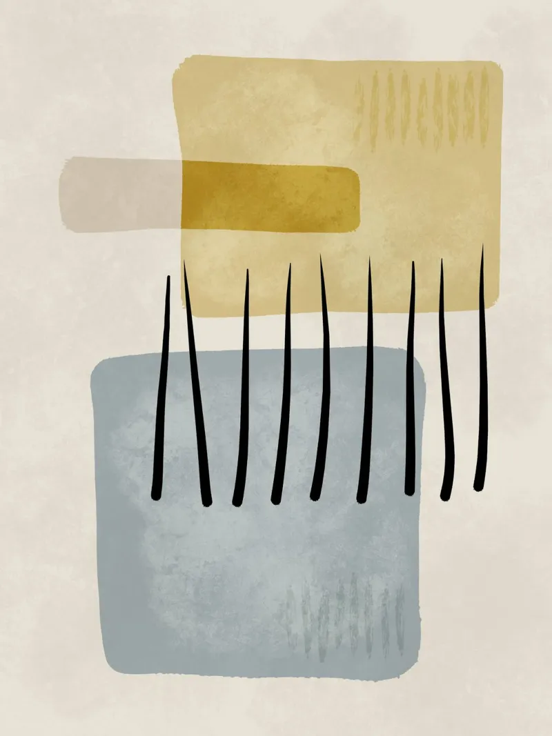 Modern abstract organic shapes and lines in pastel shades alluminio dibond da Imaginative