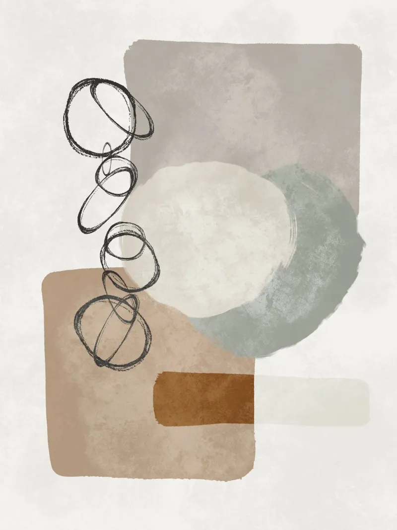 Modern abstract organic shapes and circles in earth tones alluminio dibond da Imaginative
