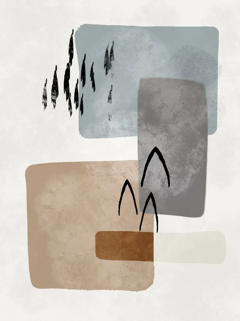 Modern abstract organic shapes and lines in earth tones alluminio dibond da Imaginative