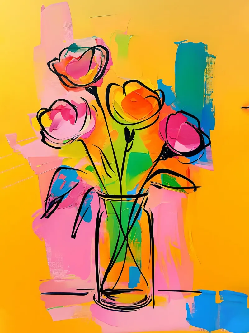 Pittura floreale colorata pellicola backlit da 🎨 Point and Art