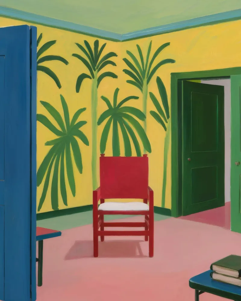 Sedia rossa Jungle Room tela con Cornice a cassetta da Pan Denim