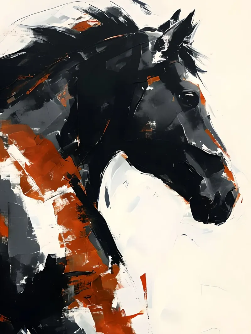 Ritratto astratto di cavallo poster con telaio in legno da 🎨 Point and Art