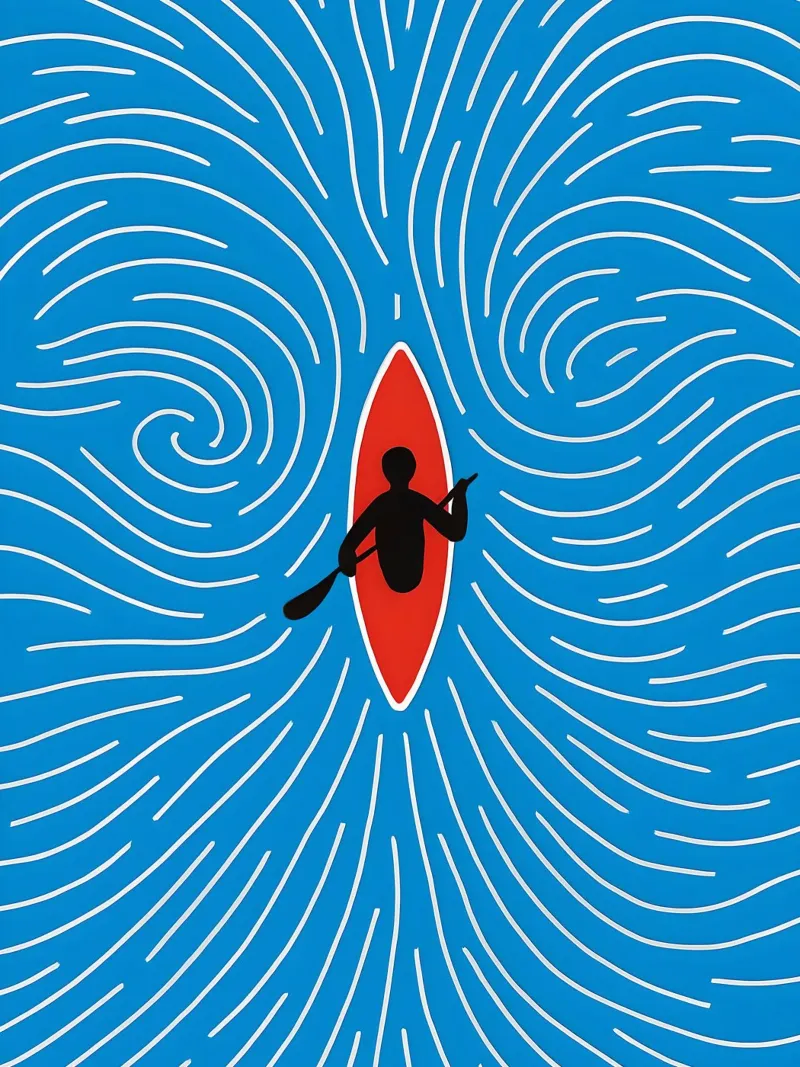 Kayak sulle acque blu poster con telaio in legno da 🥝 KIWI STORE