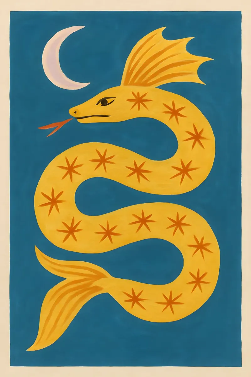 Moonlit Sea Serpent poster con telaio in plastica da Art.Piece