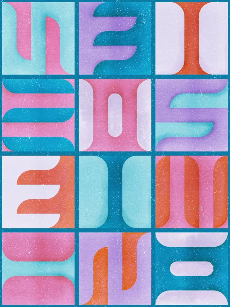Simbolica Tiles On Carribean Blue Canvas Poster von designdn