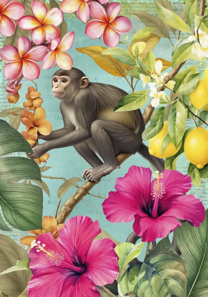 Echi dei tropici Il paradiso delle scimmie tela con Cornice a cassetta da Andrea Haase Vintage World