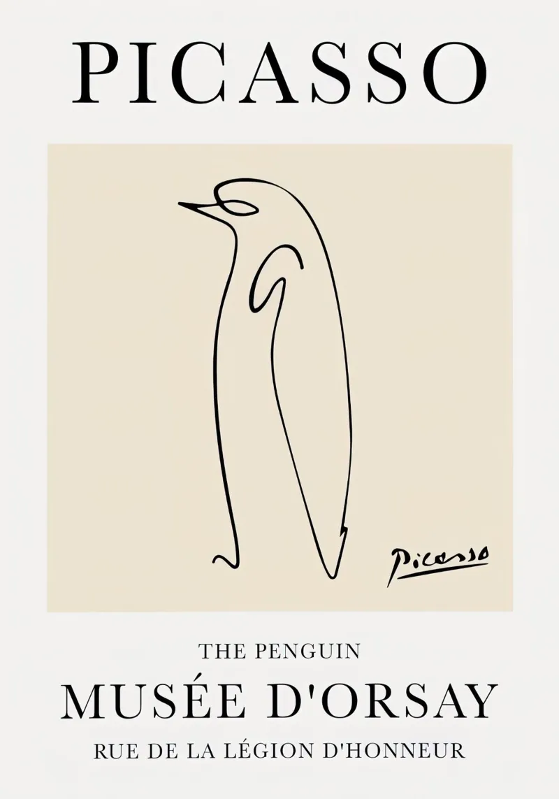 Schizzo del pinguino Picasso pellicola backlit da Jam Poster