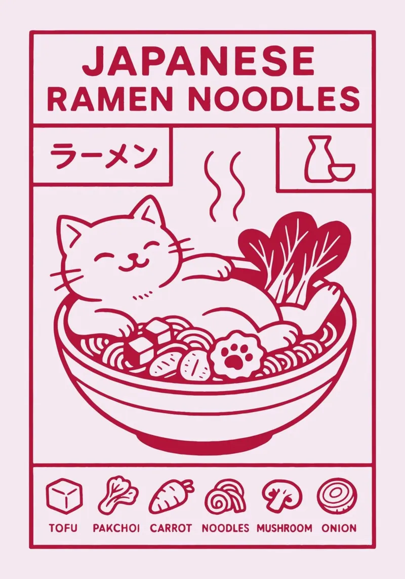 Ramen Cat Japanese pellicola backlit da Attaboy Dsgn