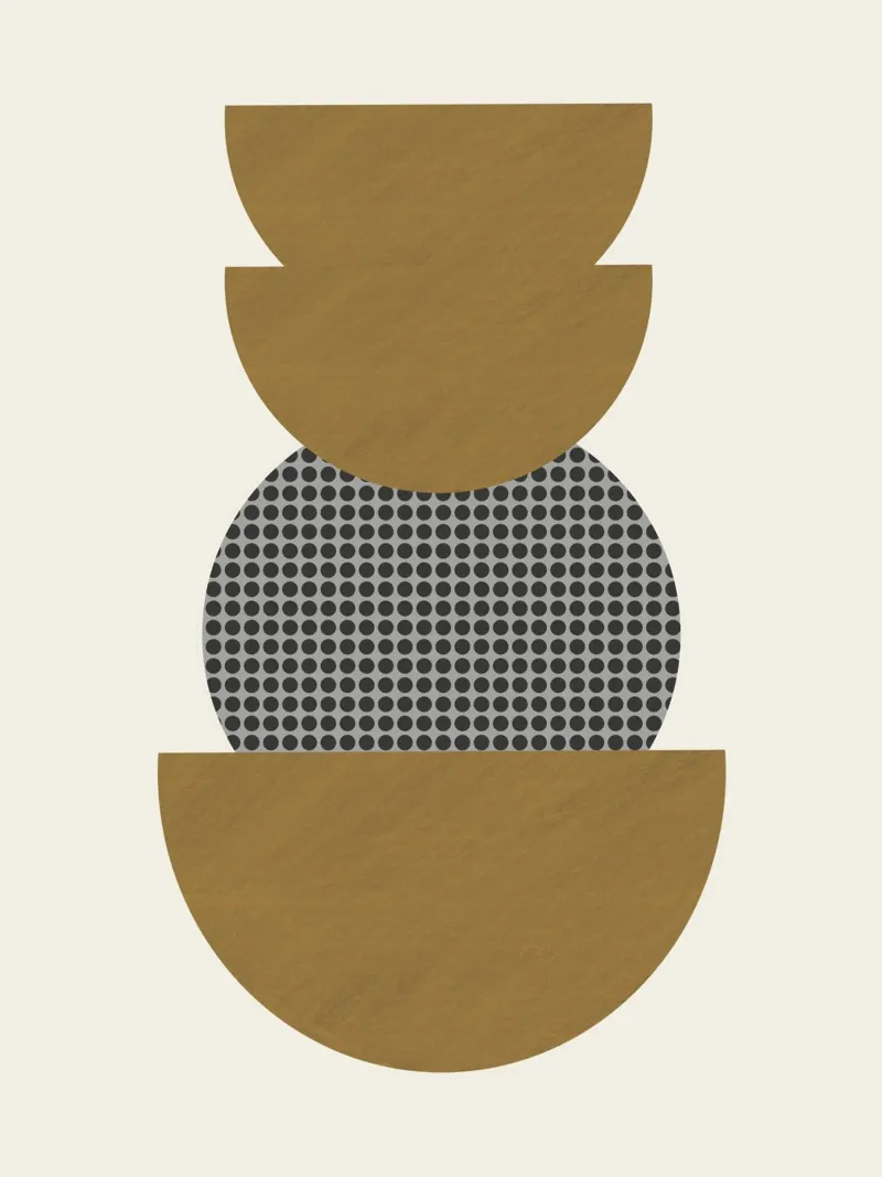 Luxe oker en grijs nordic art 10 canvas van Little Dean