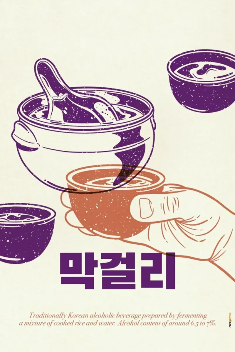 Korean Makkoli poster con telaio in alluminio da Rafa Gomes