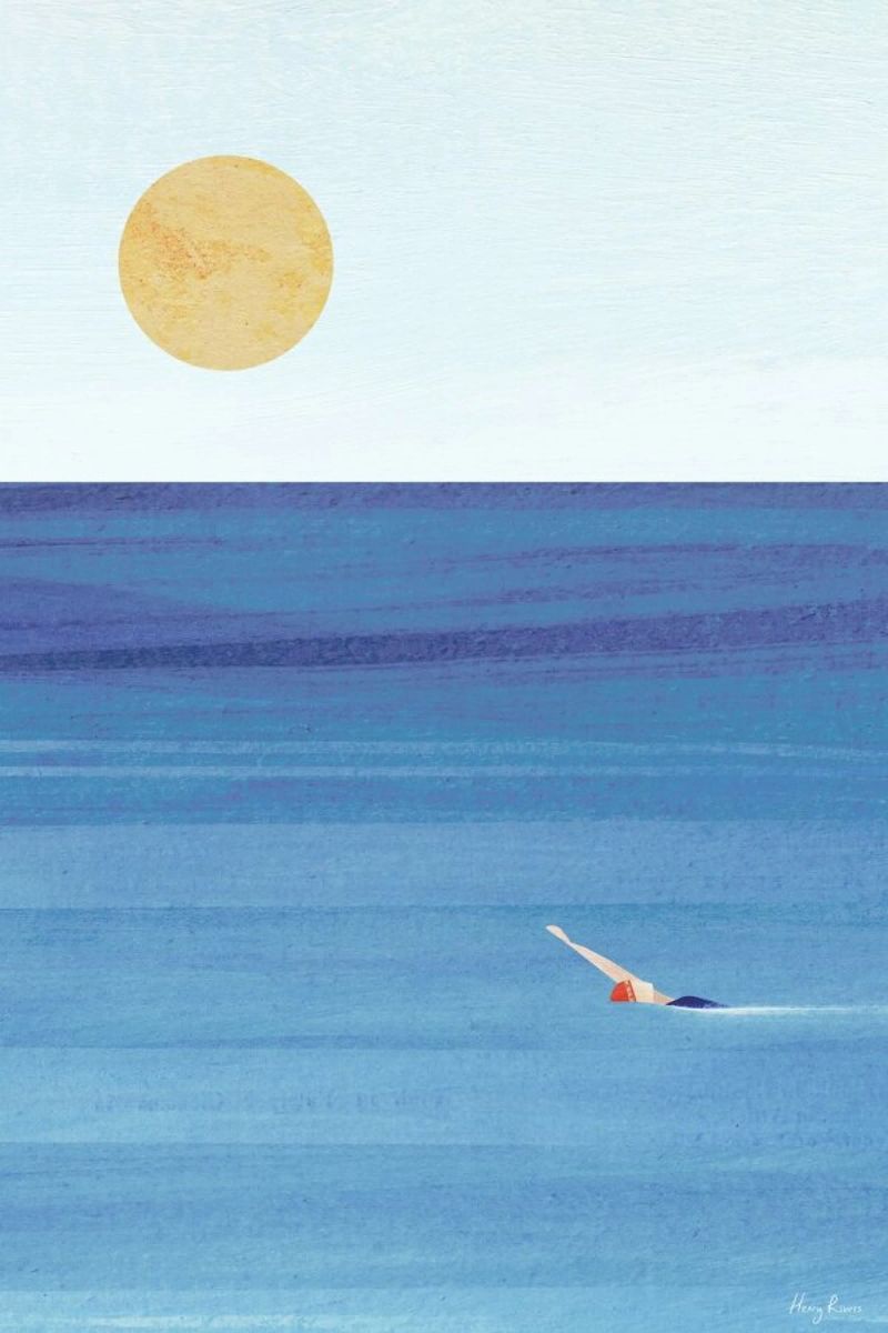 Sunset Swim Poster von Henry Rivers