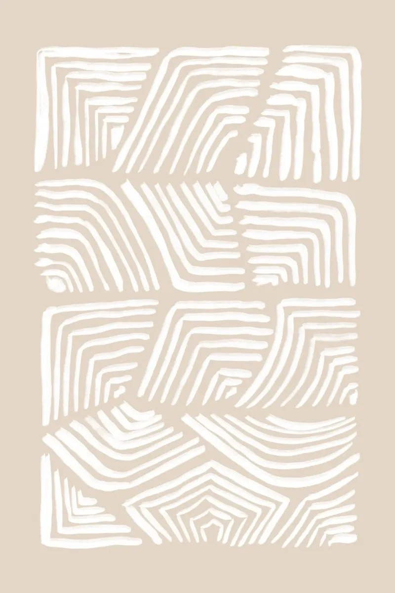 Vortici astratti bianchi su beige carta hahnemühle da Melloi Art Print