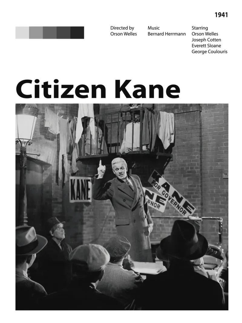 Citizen Kane canvas met Baklijst van 🎞 The Movie Wall