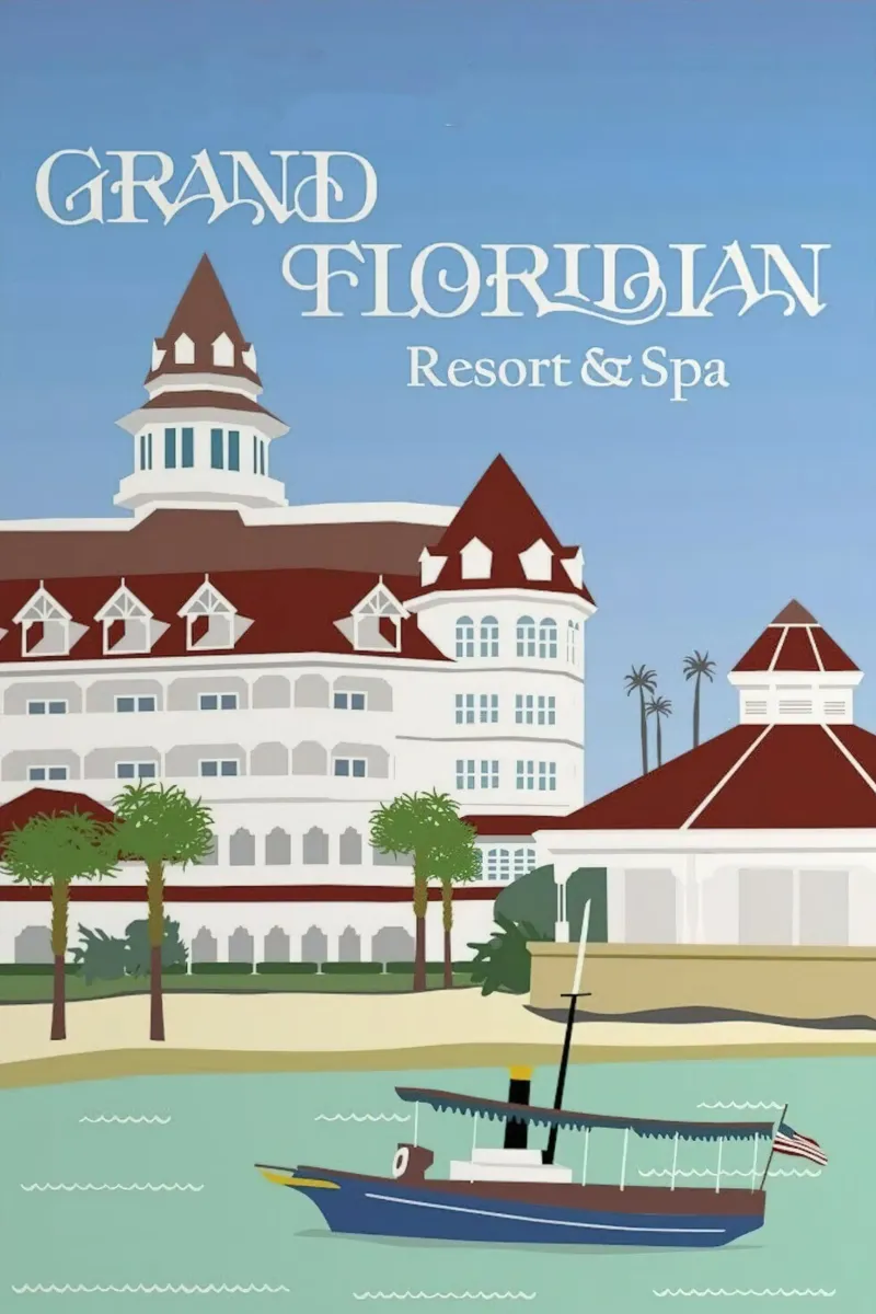 Wereld Grand Floridian Resort poster met aluminium frame van williamsshop