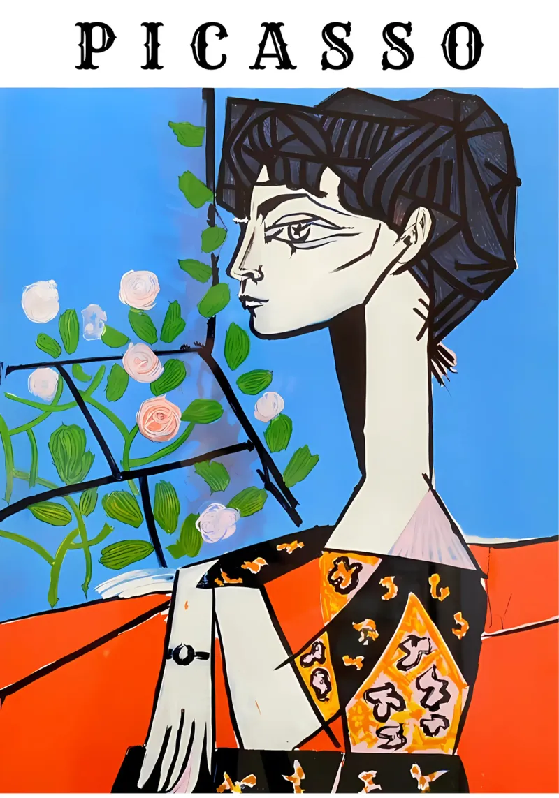 Ragazza con fiore in stile Picasso pellicola backlit da careytowne1
