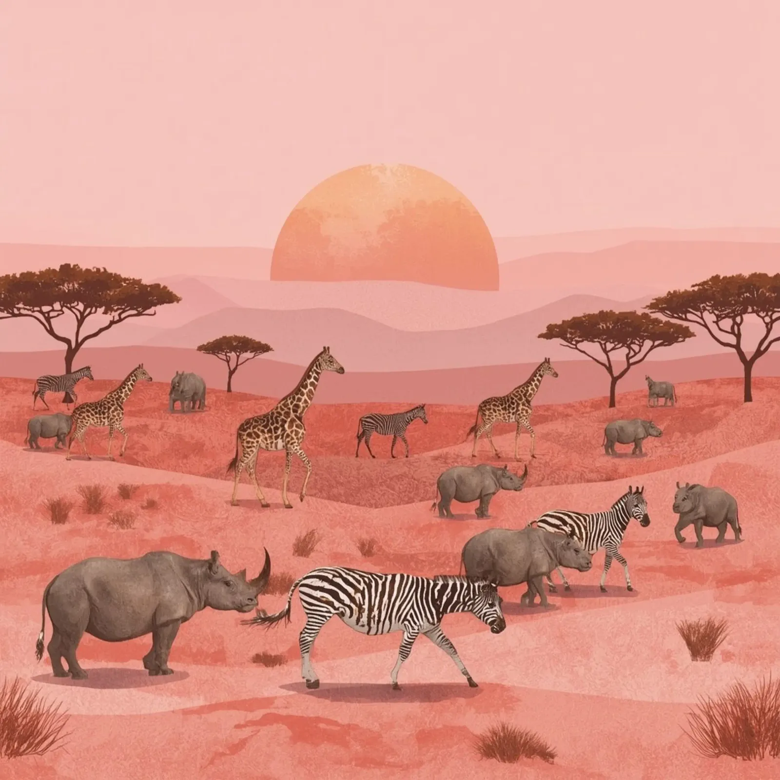 tramonto a savana poster con telaio in alluminio da van hellen