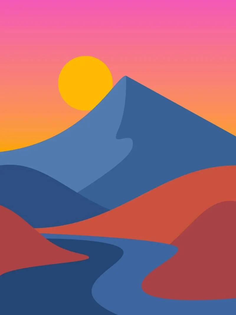 scena di montagna con gradiente plexiglass da pastel color shape