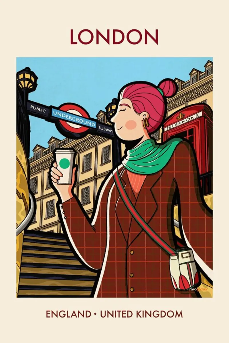 Instagirl London poster con telaio in alluminio da Rafa Gomes
