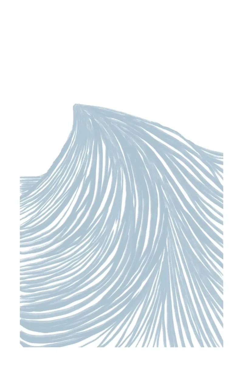 Abstracte lichtblauwe golven op wit canvas met Baklijst van Melloi Art Print