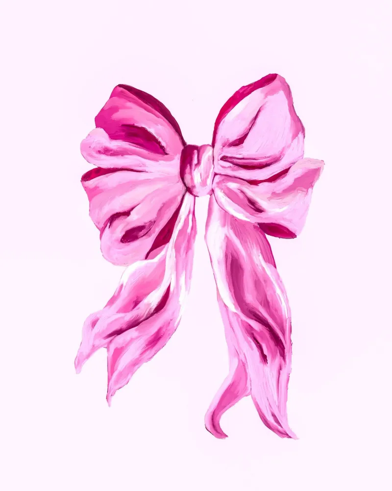 Elegant Pink Oil Painted Bow on Pale Blush Background alluminio dibond da mysteriouscoco