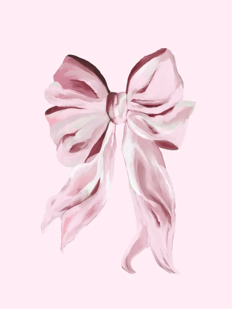 Elegant Pink Oil Painted Bow on Pale Blush Background poster with wooden frame by mysteriouscoco