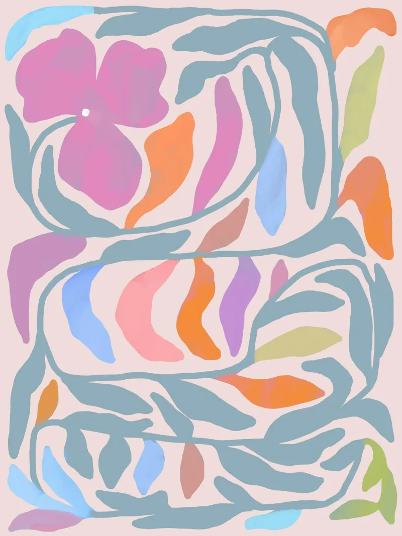 Tropical Cutout Floral Pattern with Island Vibe poster with aluminum frame by mysteriouscoco