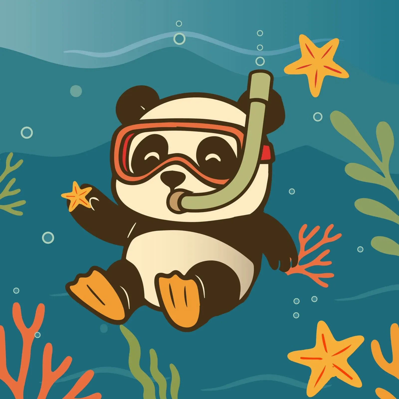 Snorkeling del panda nel mare pellicola backlit da namosh