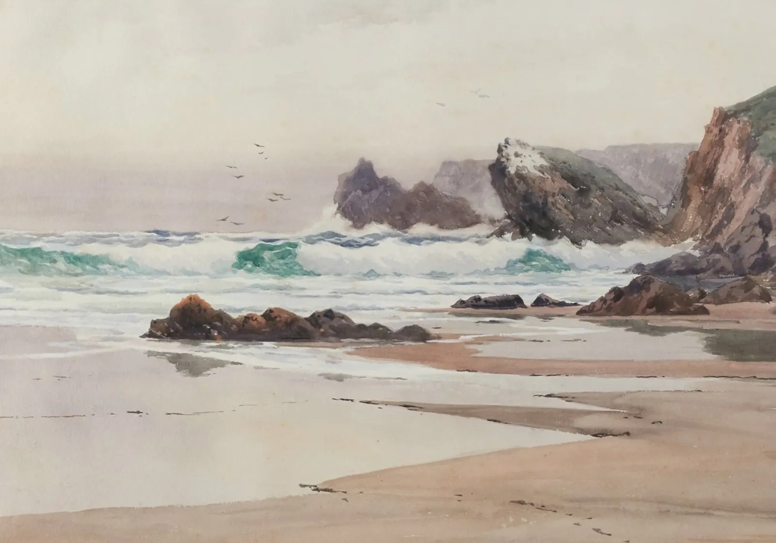 Crashing Waves: Rocky Coast, Dynamic Seascape Art canvas with Floater frame by ClubArt