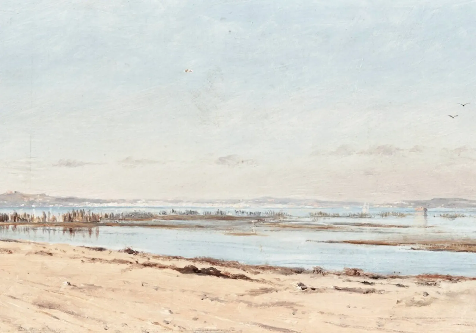 Estuariumlandschap: Kusthorizon, rustig zeegezicht canvas met Baklijst van ClubArt
