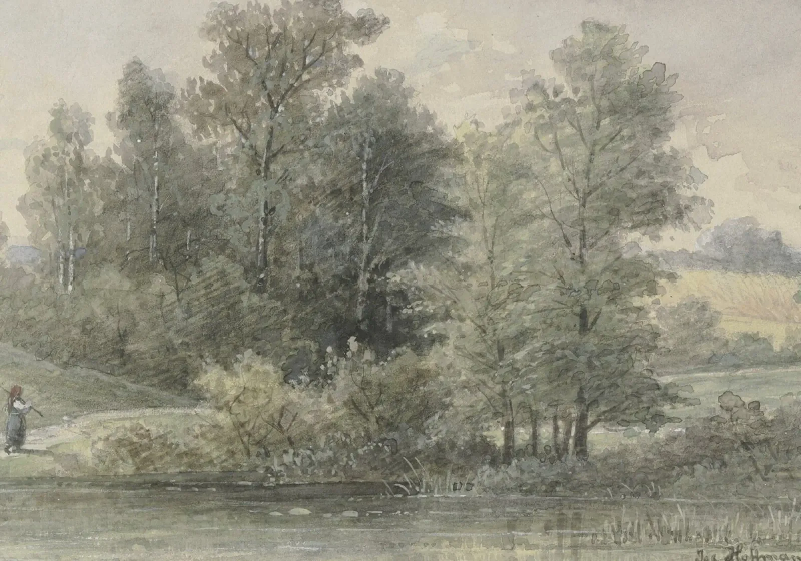 Hoffmann: Bosco lacustre, Paesaggio Romantico carta hahnemühle da ClubArt