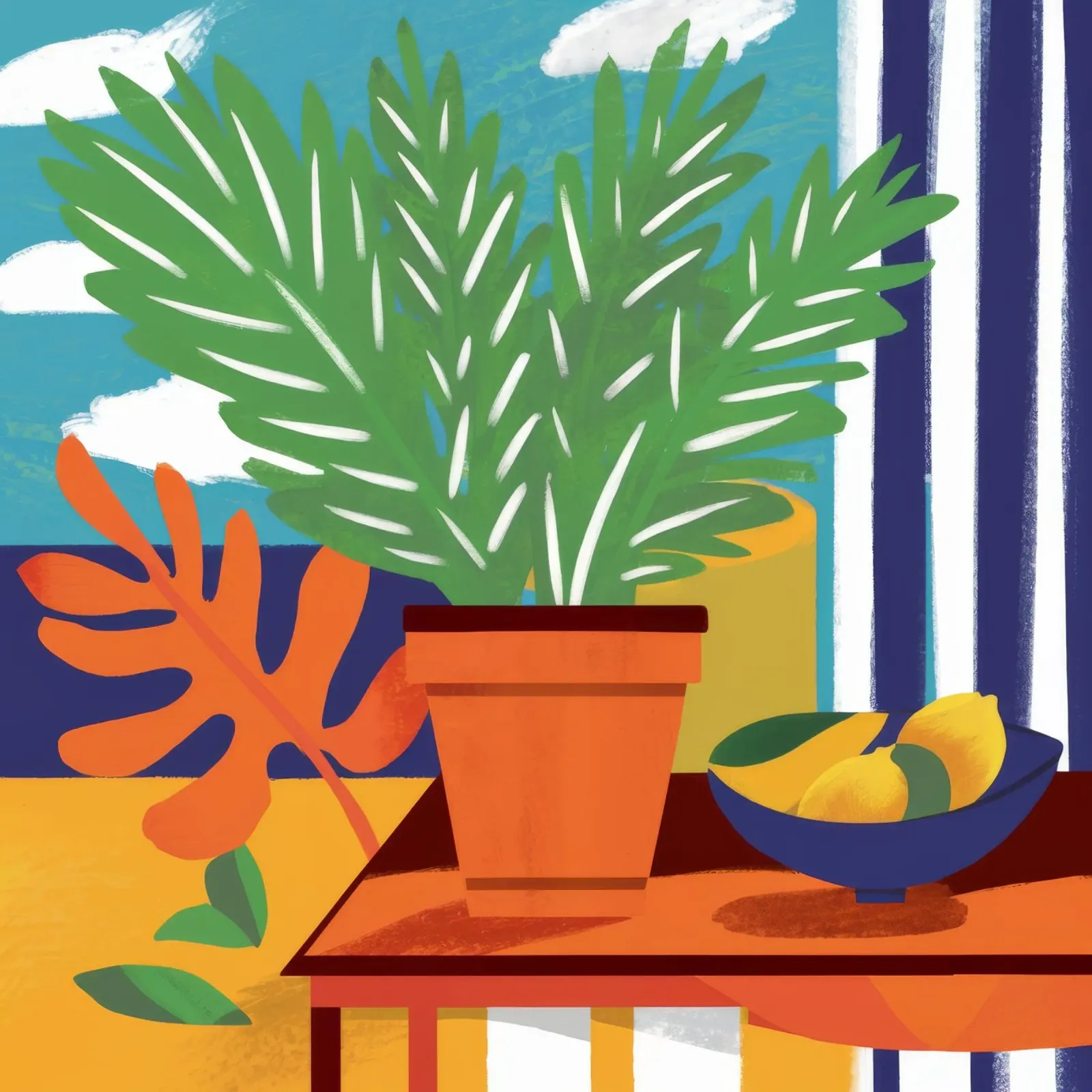 Giardino delle finestre a strisce poster con telaio in plastica da Dawn Light