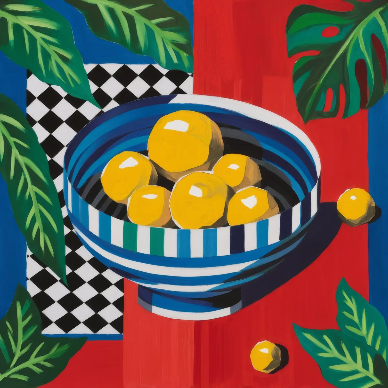 Karmozijnrode citrusvruchten canvas met Baklijst van Dawn Light