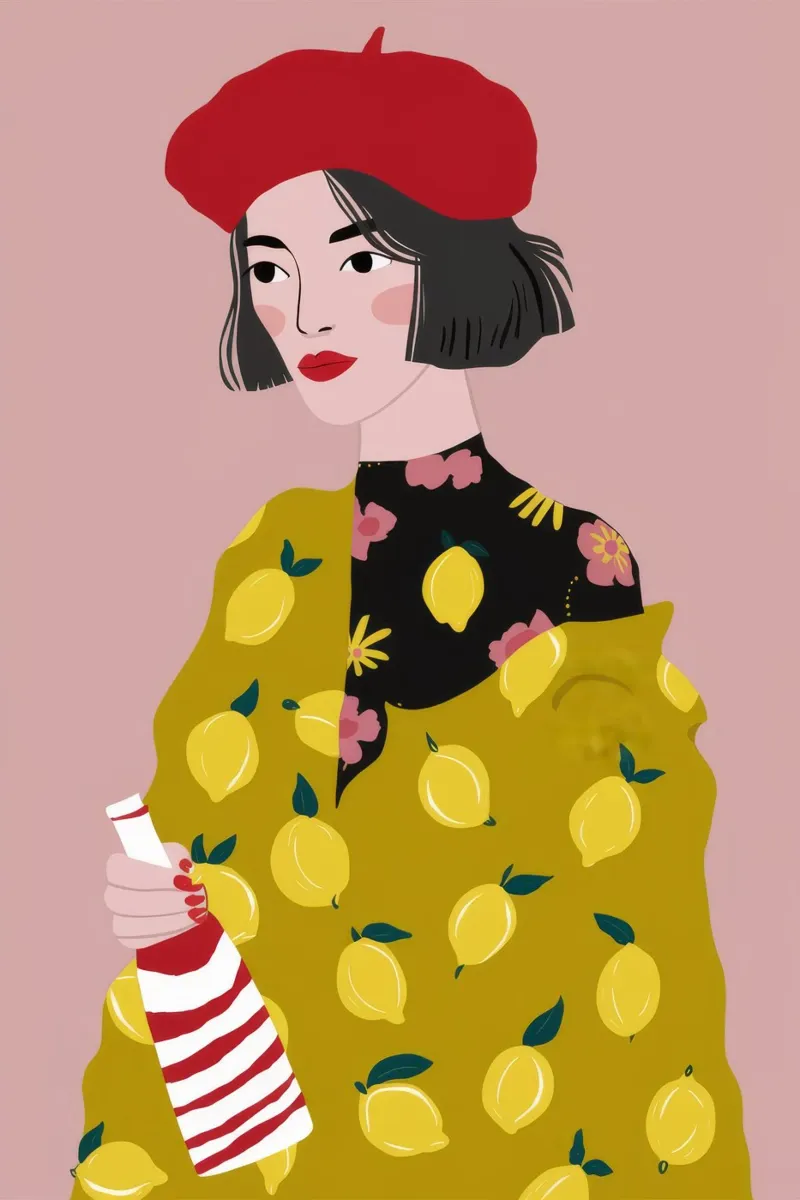 Lemon Dress Beret Leinwand mit Schattenfugenrahmen von Haven Fantasy